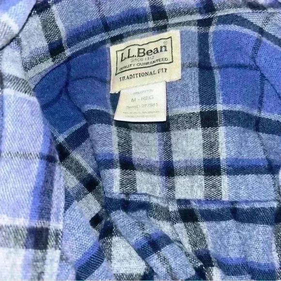 LL Bean Chamois Blue Plaid Flannel Button-Front Shirt Item ID 277981  Men's M - Picture 5 of 5